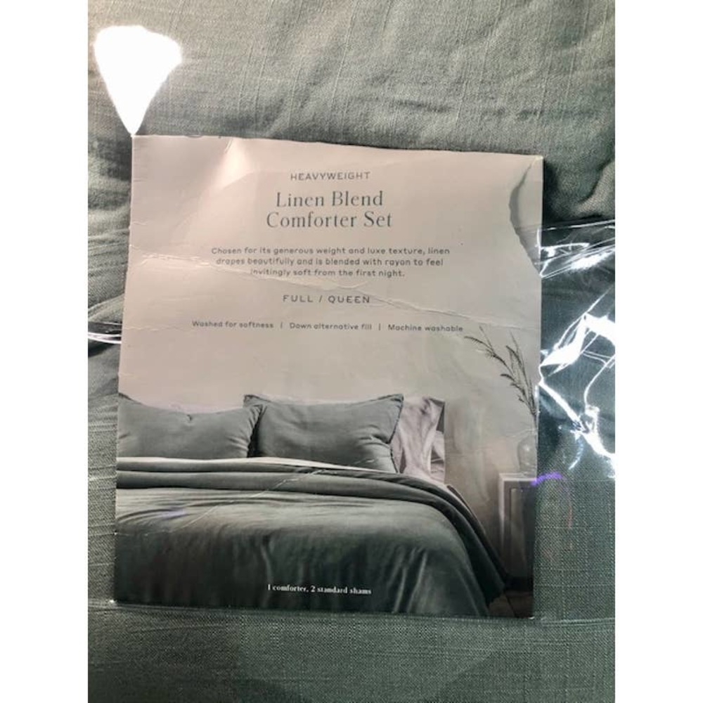 CASALUNA Queen Weighted Linen Blend Comforter Set
